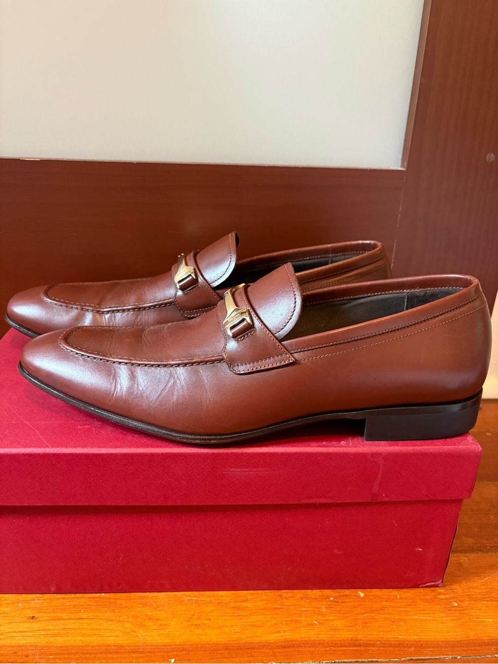 Salvatore Ferragamo Brown Leather Bit Loafers